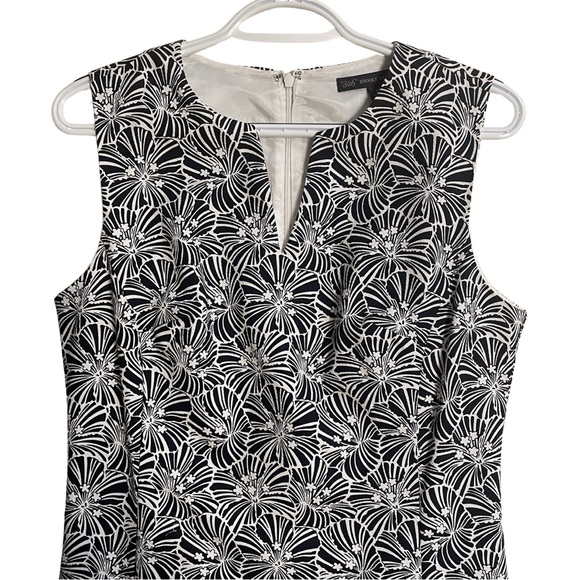 NWT Brooks Brothers Floral B/W Sheath A-Line Dress sz 10 - Picture 2 of 11